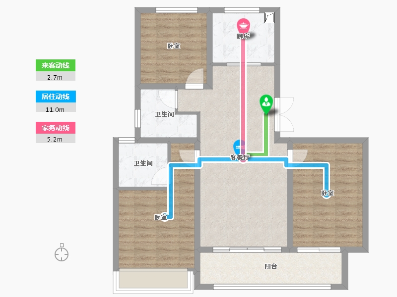 山东省-潍坊市-中梁新嘉拾光悦-88.81-户型库-动静线