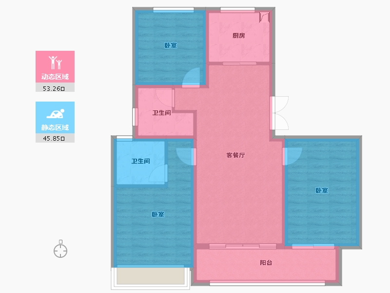 山东省-潍坊市-中梁新嘉拾光悦-88.81-户型库-动静分区