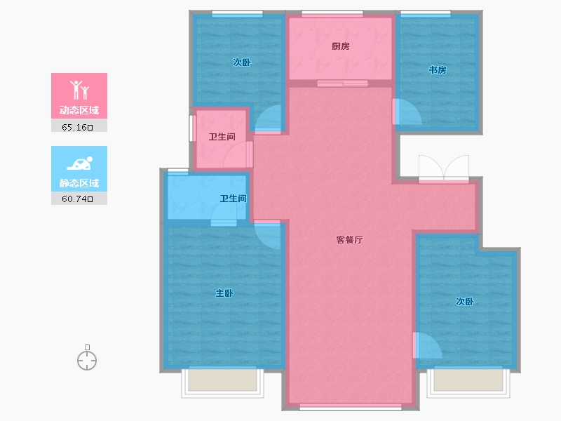 陕西省-西安市-未央金茂府-113.20-户型库-动静分区