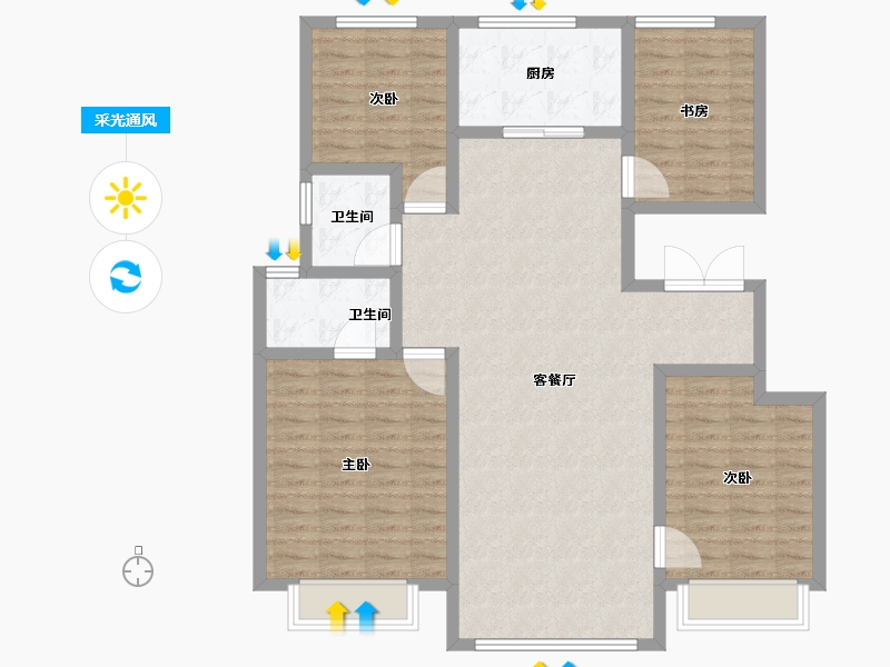 陕西省-西安市-未央金茂府-113.20-户型库-采光通风