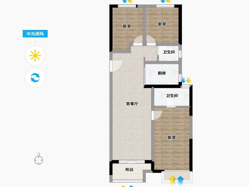 河南省-郑州市-宏光揽境-78.61-户型库-采光通风