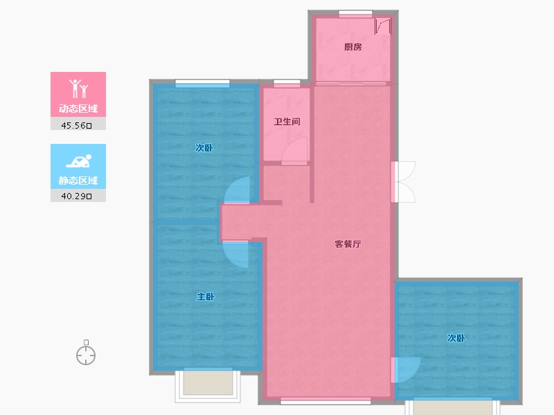 黑龙江省-绥化市-鸿坤玉龙城-80.00-户型库-动静分区