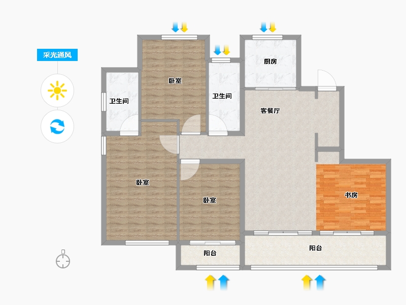 山东省-烟台市-融创壹品-136.01-户型库-采光通风