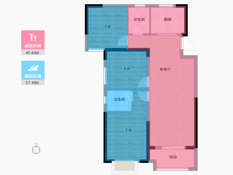 湖北省-武汉市-武汉中国健康谷-74.28-户型库-动静分区