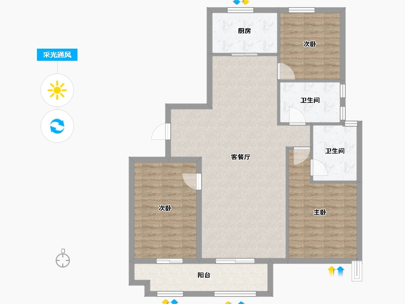 山东省-潍坊市-天泰府-104.76-户型库-采光通风