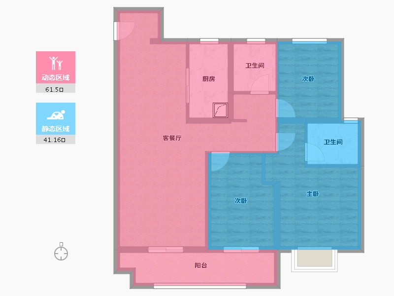 陕西省-咸阳市-北宸天樾-91.15-户型库-动静分区