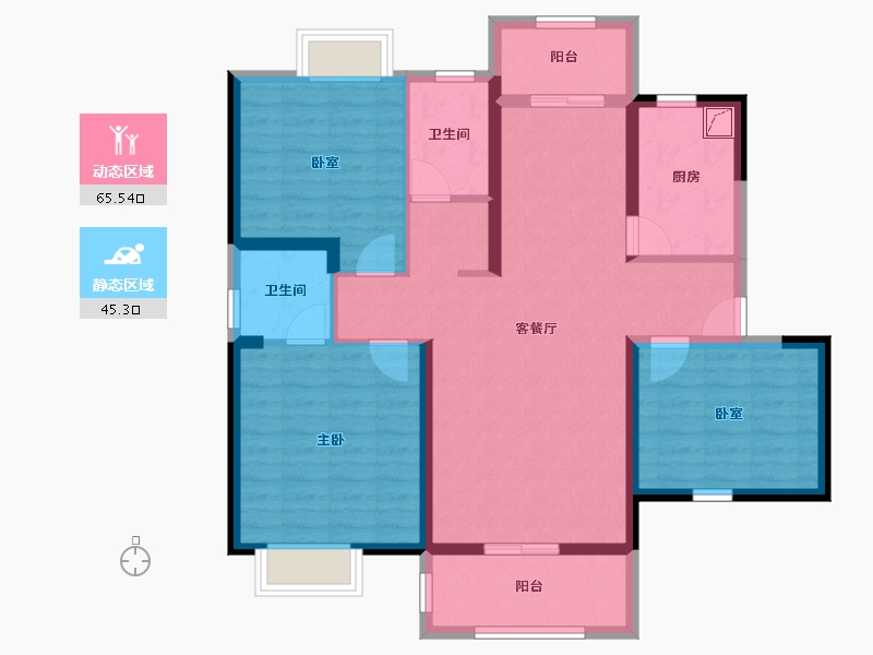 湖北省-武汉市-百步亭长青壹号-98.45-户型库-动静分区