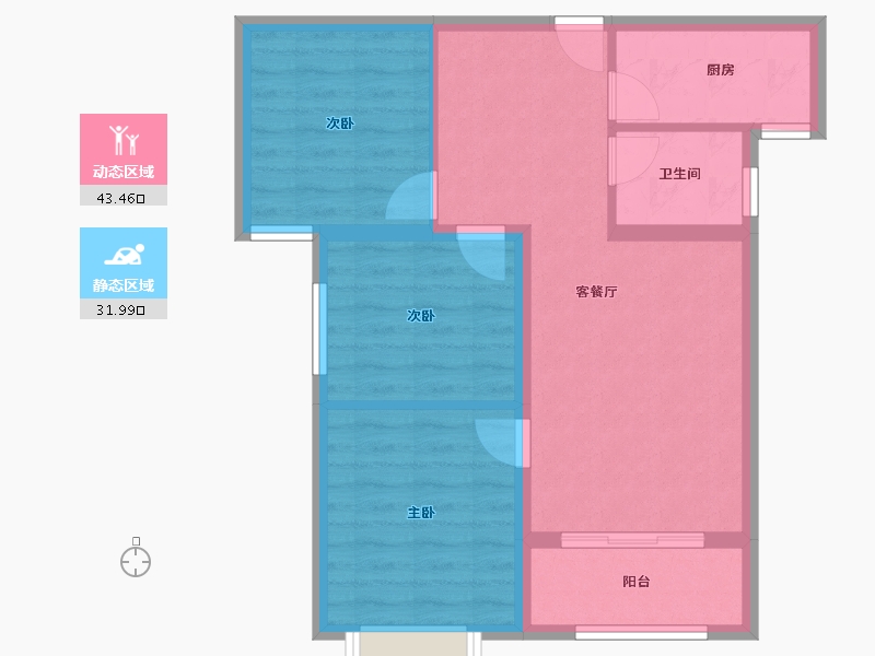 陕西省-西安市-辰宇世纪城-67.31-户型库-动静分区