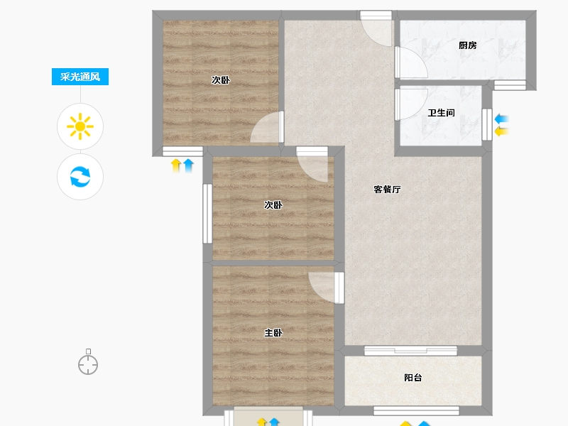 陕西省-西安市-辰宇世纪城-67.31-户型库-采光通风