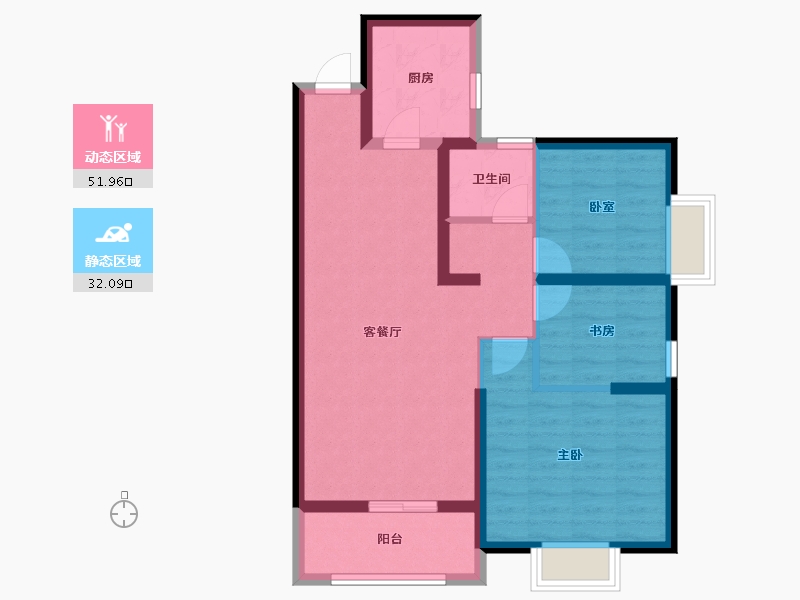 湖北省-武汉市-百步亭长青壹号-74.63-户型库-动静分区