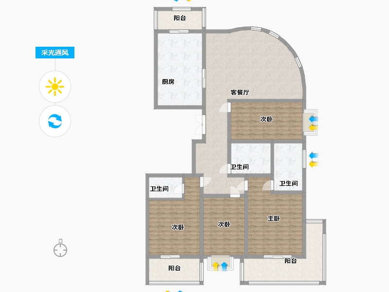 山西省-吕梁市-学府苑-170.00-户型库-采光通风