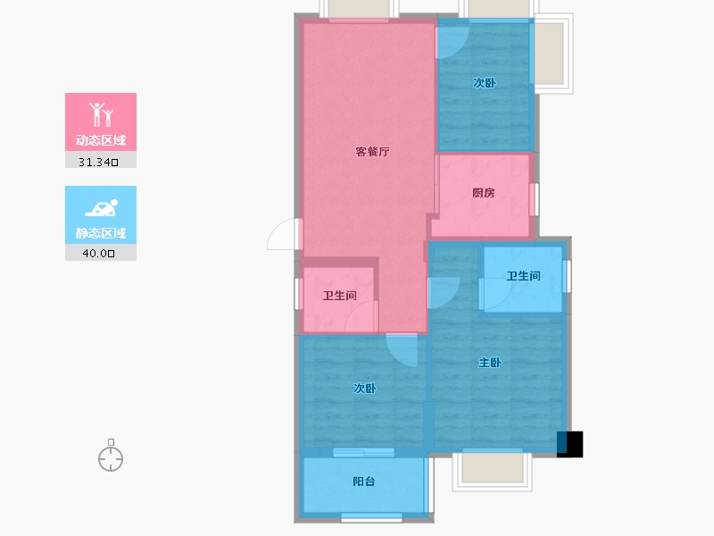 福建省-厦门市-湖滨三里-71.34-户型库-动静分区