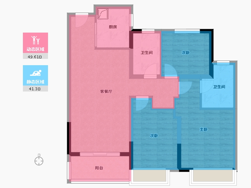 江苏省-无锡市-宝龙TOD未来新城-80.54-户型库-动静分区