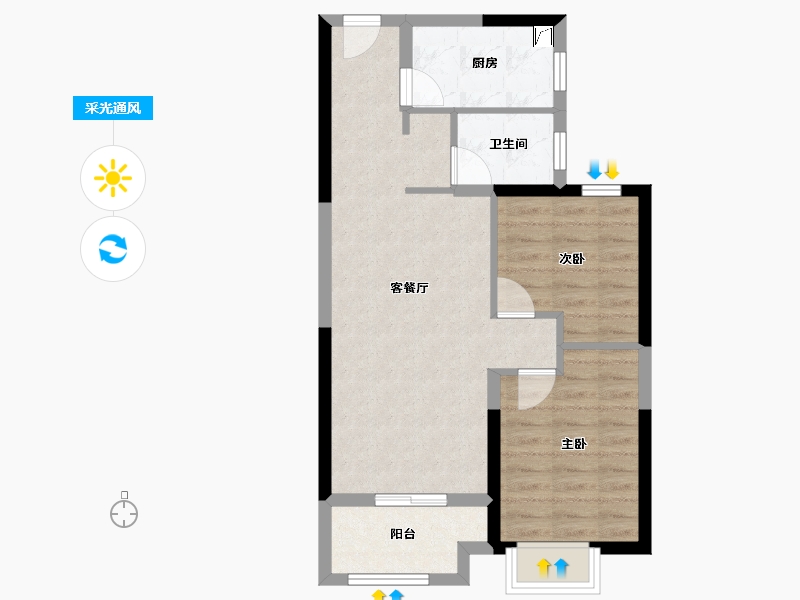 湖北省-武汉市-美联城观-61.60-户型库-采光通风