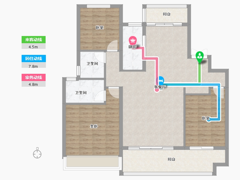 山东省-临沂市-沂州樾府-110.08-户型库-动静线