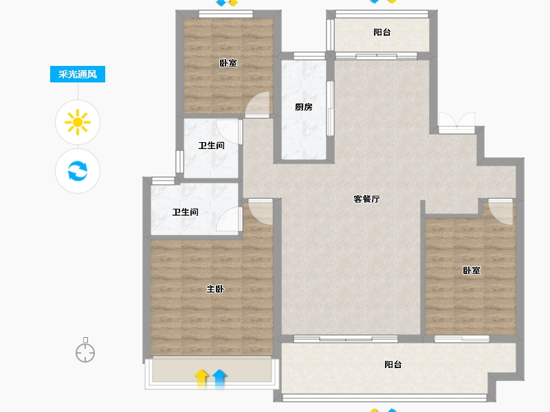 山东省-临沂市-沂州樾府-110.08-户型库-采光通风