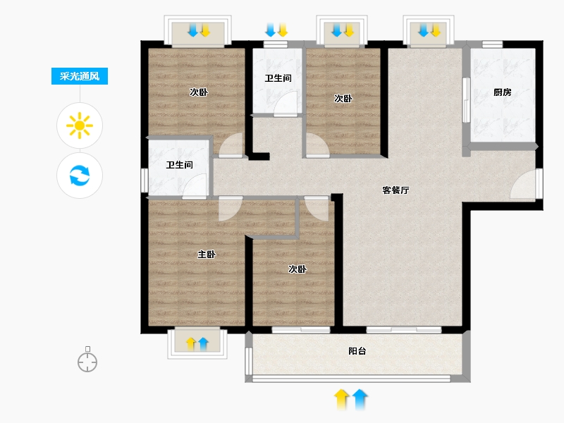 湖北省-武汉市-中建铂公馆-111.10-户型库-采光通风