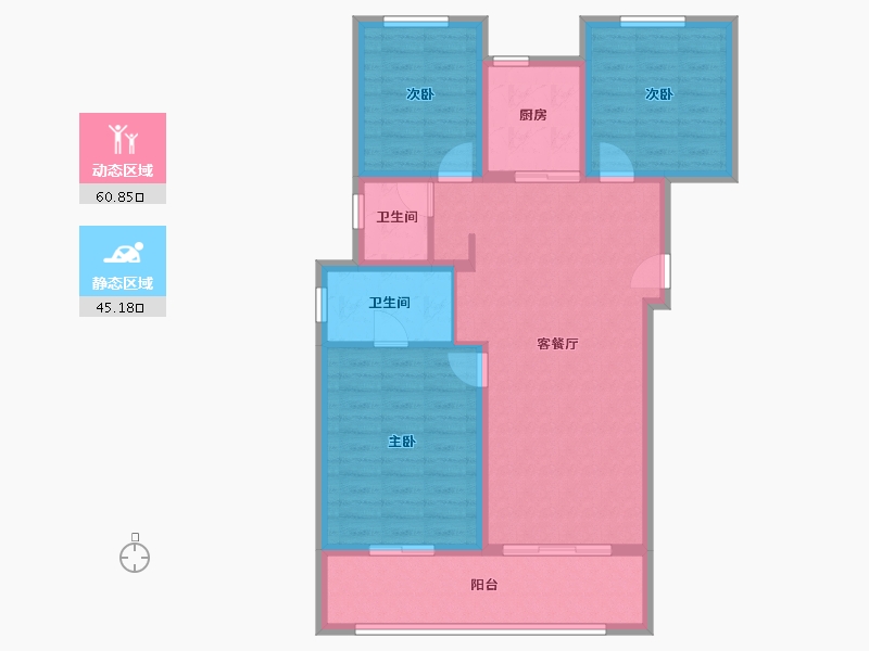 陕西省-西安市-中南·上悦城四期東沣-95.36-户型库-动静分区