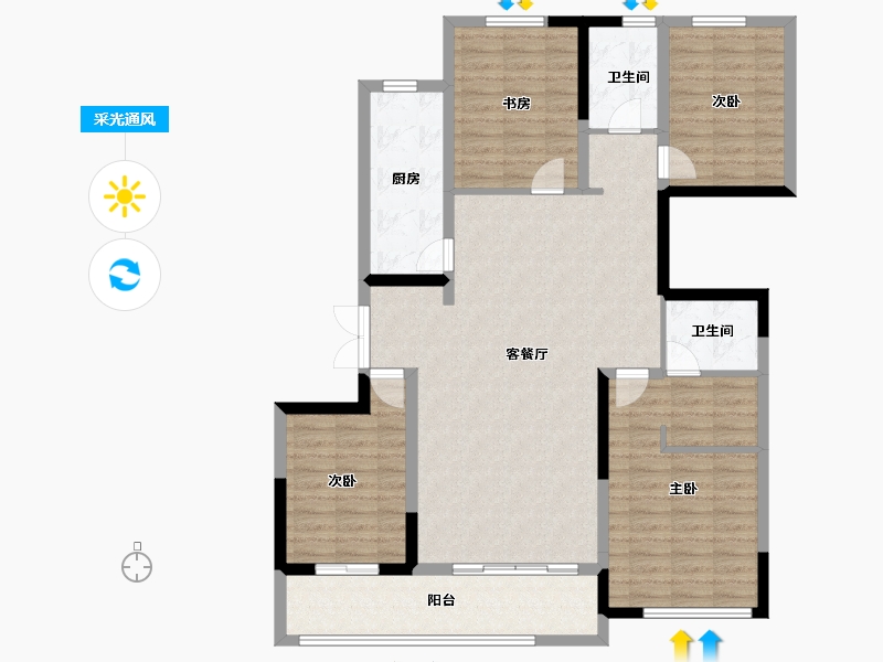 山东省-潍坊市-郡园-120.99-户型库-采光通风