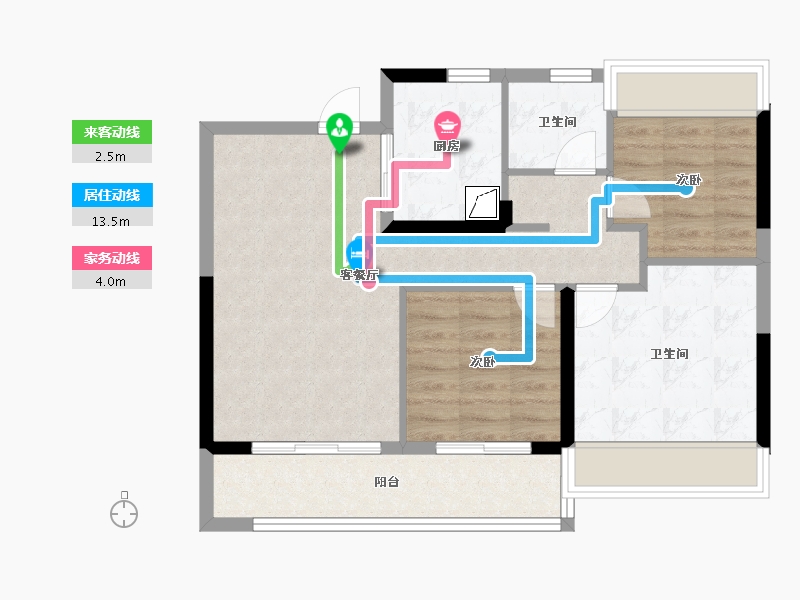 江苏省-无锡市-龙湖粼云上府-71.16-户型库-动静线