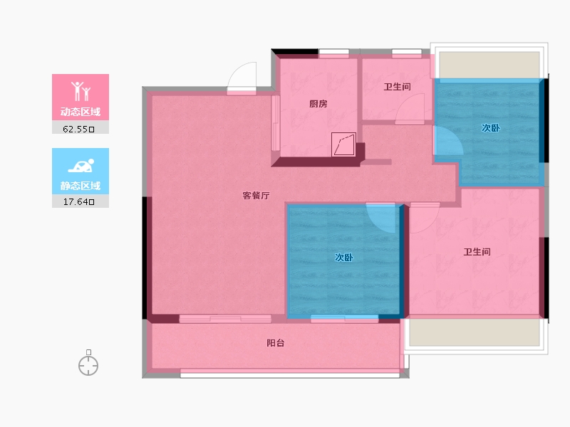 江苏省-无锡市-龙湖粼云上府-71.16-户型库-动静分区