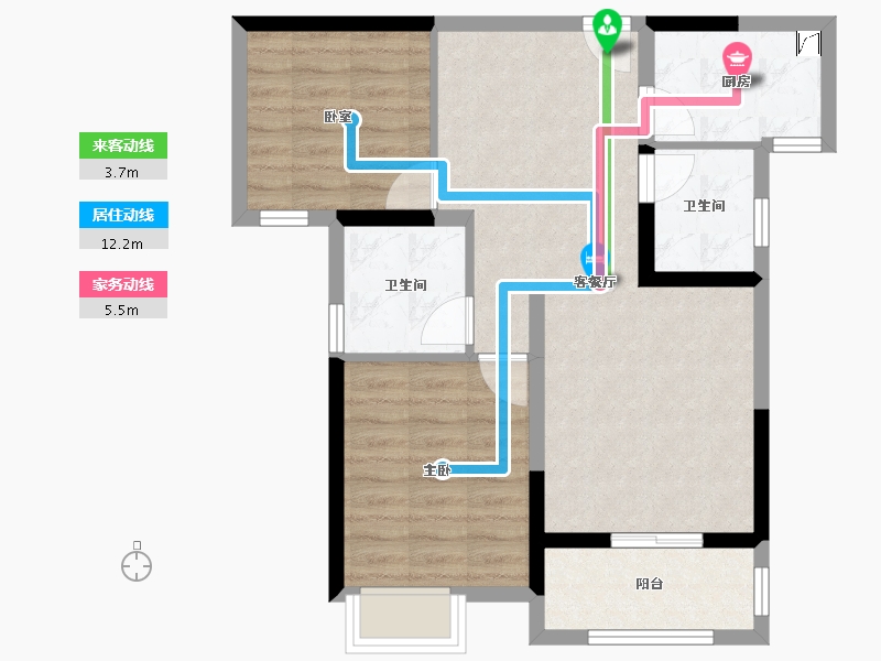 湖北省-武汉市-百步亭长青壹号-67.00-户型库-动静线