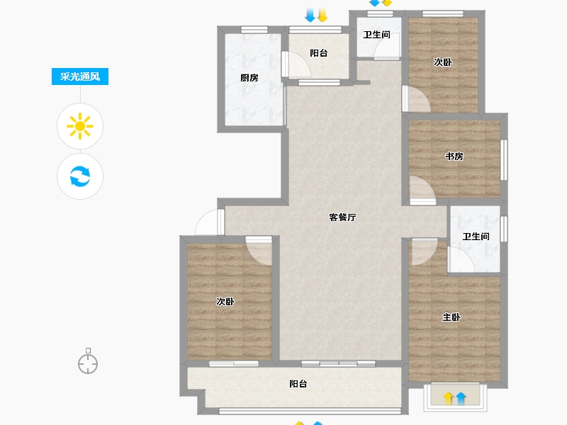 山东省-临沂市-城开景悦-123.21-户型库-采光通风