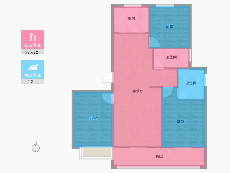 浙江省-宁波市-绿城·云栖桃花源-86.61-户型库-动静分区