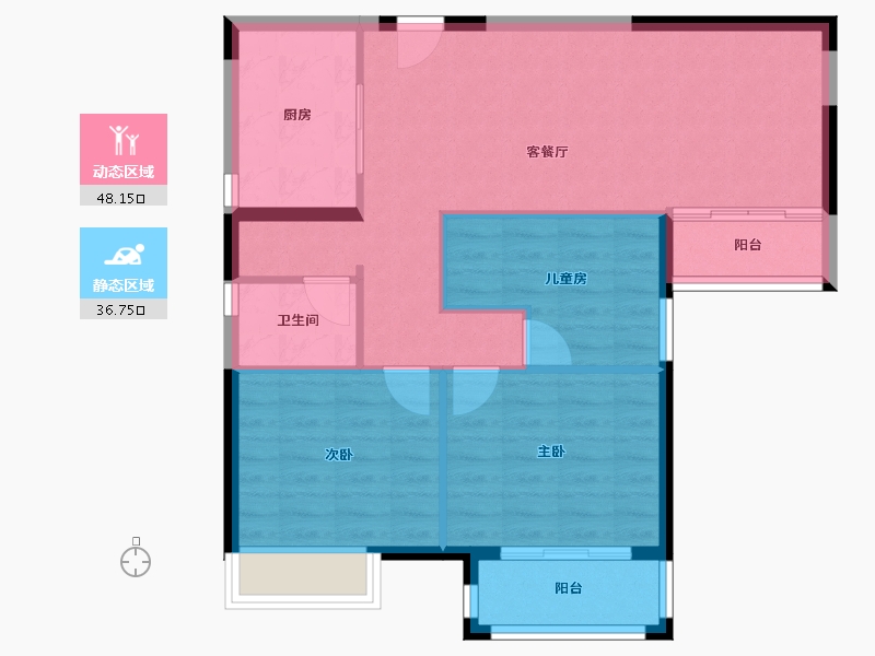 湖北省-武汉市-美联城观-76.79-户型库-动静分区