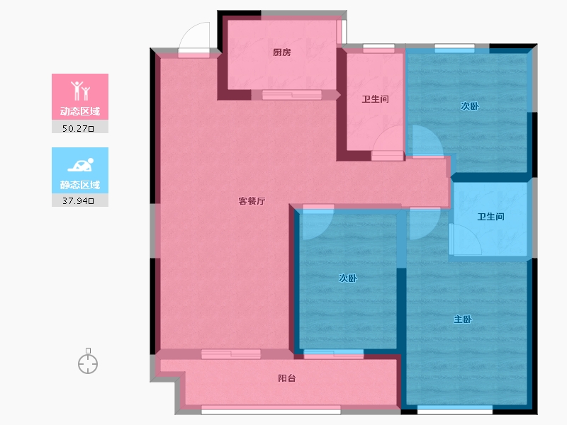 山东省-潍坊市-万特公馆-77.92-户型库-动静分区