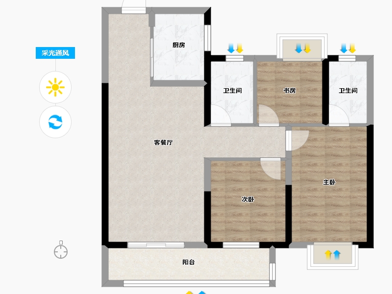 湖北省-武汉市-中建铂公馆-81.50-户型库-采光通风