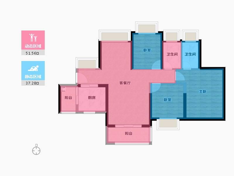 广东省-珠海市-五洲东方墅-78.55-户型库-动静分区