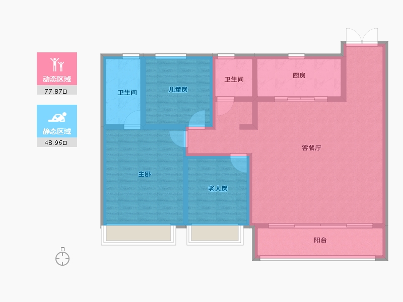 陕西省-西安市-旭辉·国宸府-114.40-户型库-动静分区