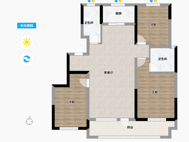 山东省-潍坊市-万特公馆-97.60-户型库-采光通风