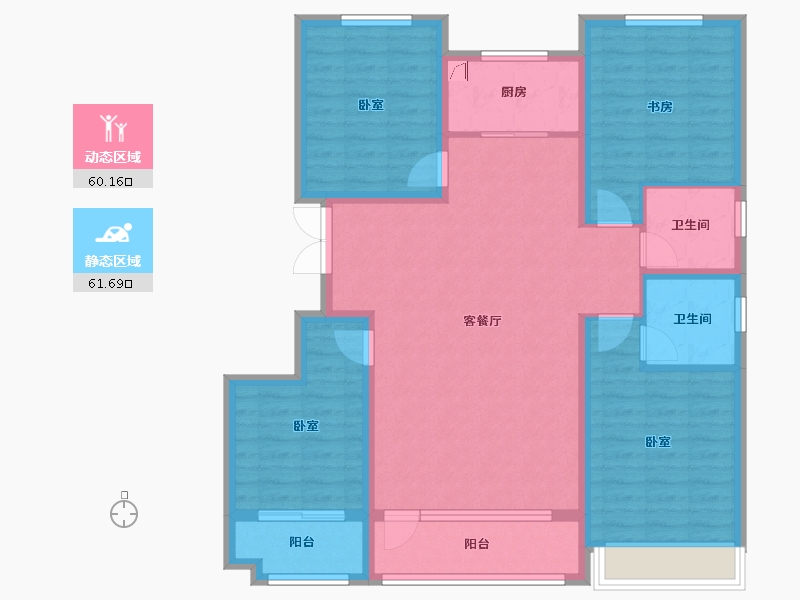 山东省-潍坊市-恒信浞河公馆-108.80-户型库-动静分区