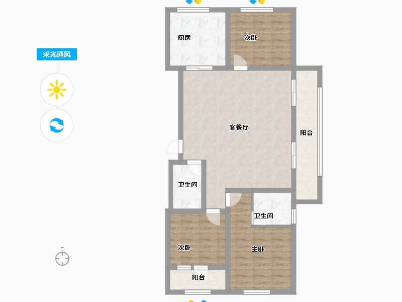 山东省-潍坊市-万特公馆-96.00-户型库-采光通风