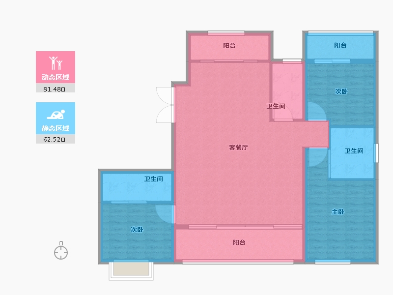 陕西省-西安市-天朗·熙湖-132.61-户型库-动静分区