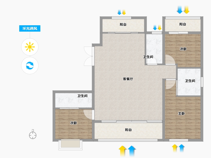 陕西省-西安市-天朗·熙湖-132.61-户型库-采光通风