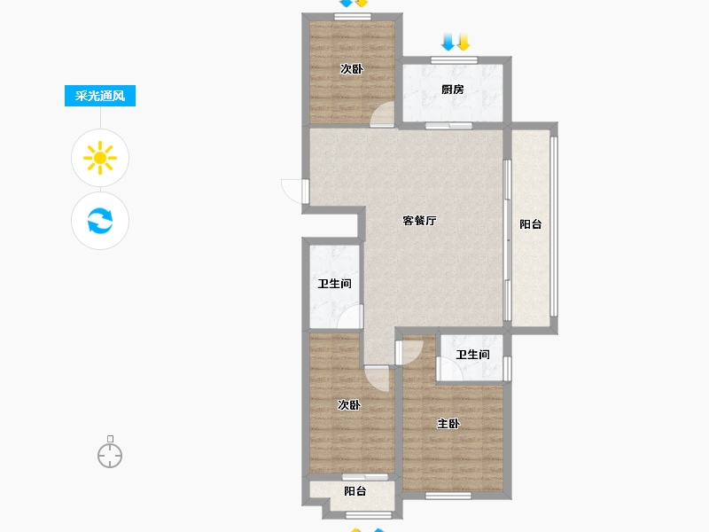 山东省-潍坊市-万特公馆-94.42-户型库-采光通风