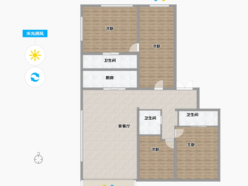 陕西省-西安市-恒志云都-198.40-户型库-采光通风