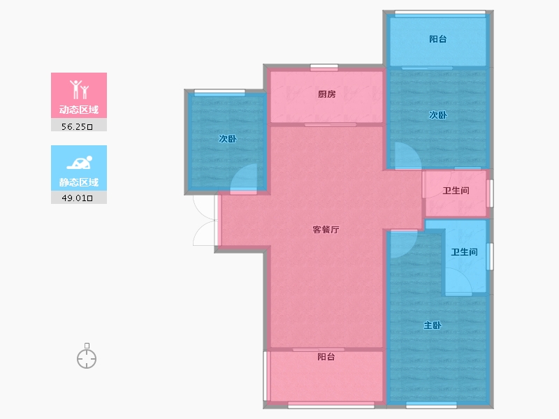 陕西省-西安市-天朗·熙湖-95.20-户型库-动静分区