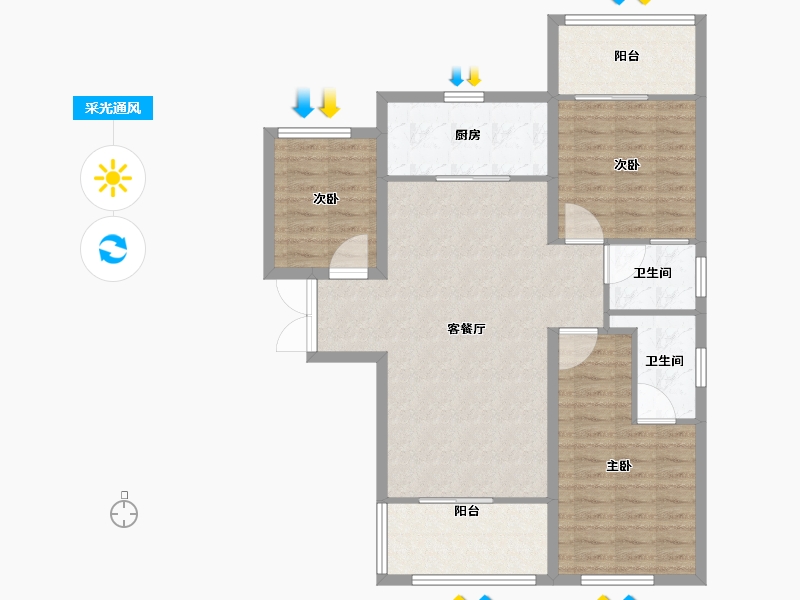 陕西省-西安市-天朗·熙湖-95.20-户型库-采光通风