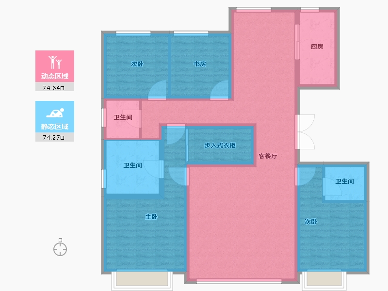 陕西省-西安市-未央金茂府-133.61-户型库-动静分区