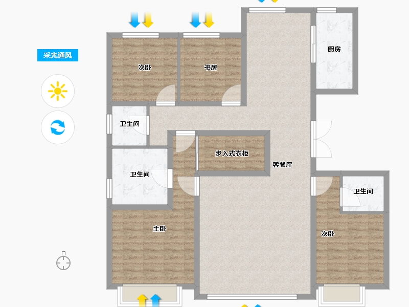 陕西省-西安市-未央金茂府-133.61-户型库-采光通风