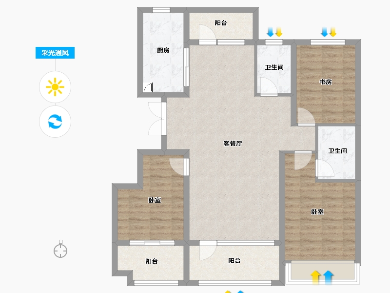 山东省-潍坊市-恒信浞河公馆-101.01-户型库-采光通风