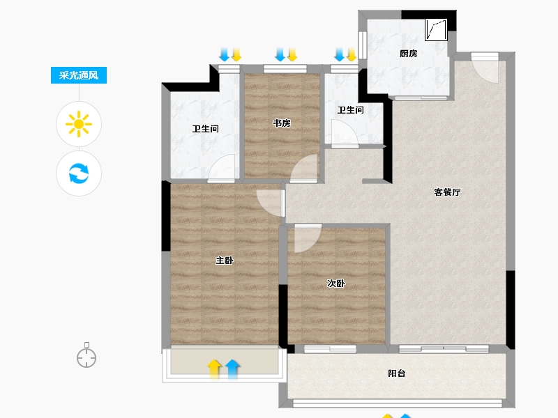 浙江省-绍兴市-江辰府-83.20-户型库-采光通风