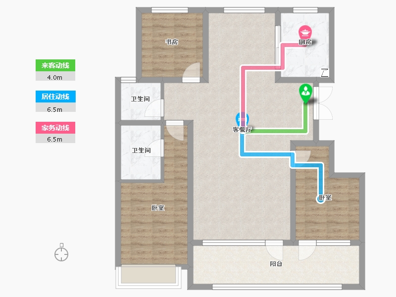 山东省-潍坊市-恒信浞河公馆-103.77-户型库-动静线