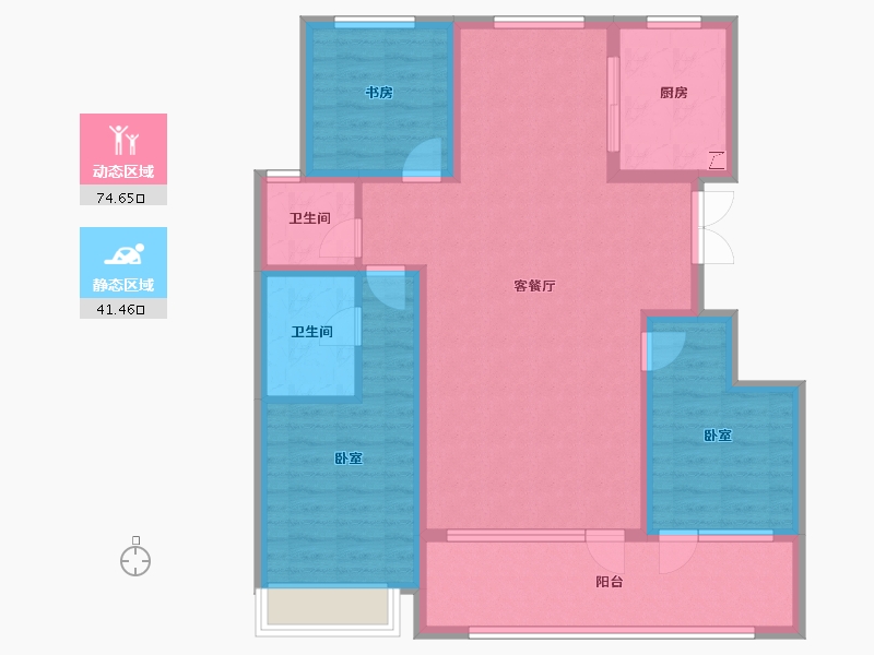 山东省-潍坊市-恒信浞河公馆-103.77-户型库-动静分区