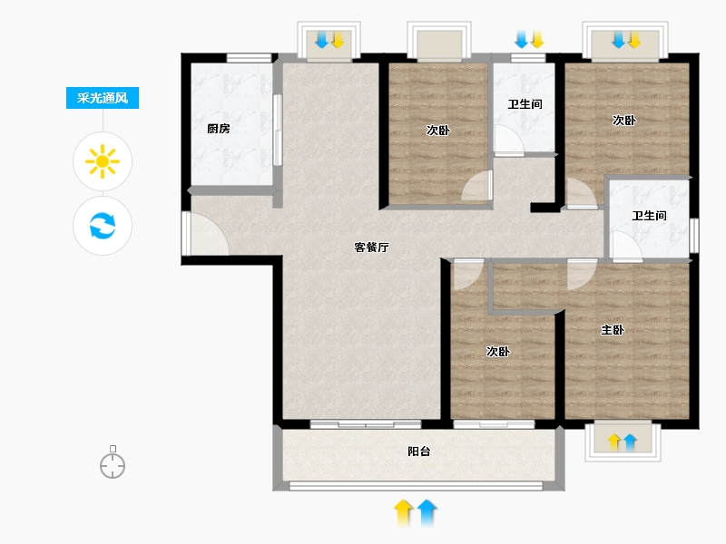 湖北省-武汉市-中建铂公馆-116.28-户型库-采光通风