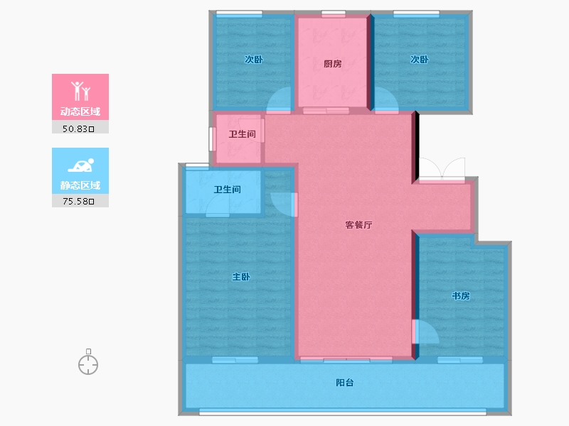 陕西省-西安市-中南·上悦城四期東沣-113.60-户型库-动静分区